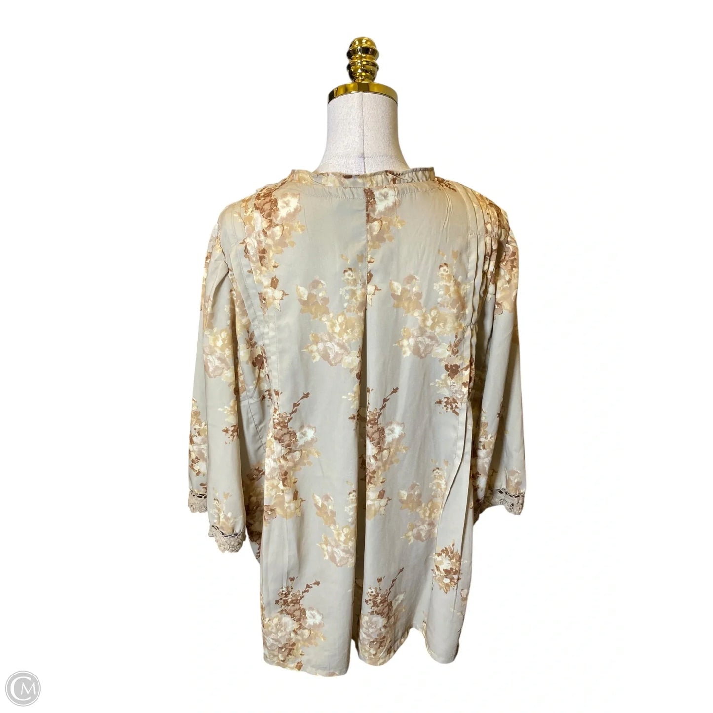 Top 3/4 Sleeve By Roamans In Floral Print, Size: 20