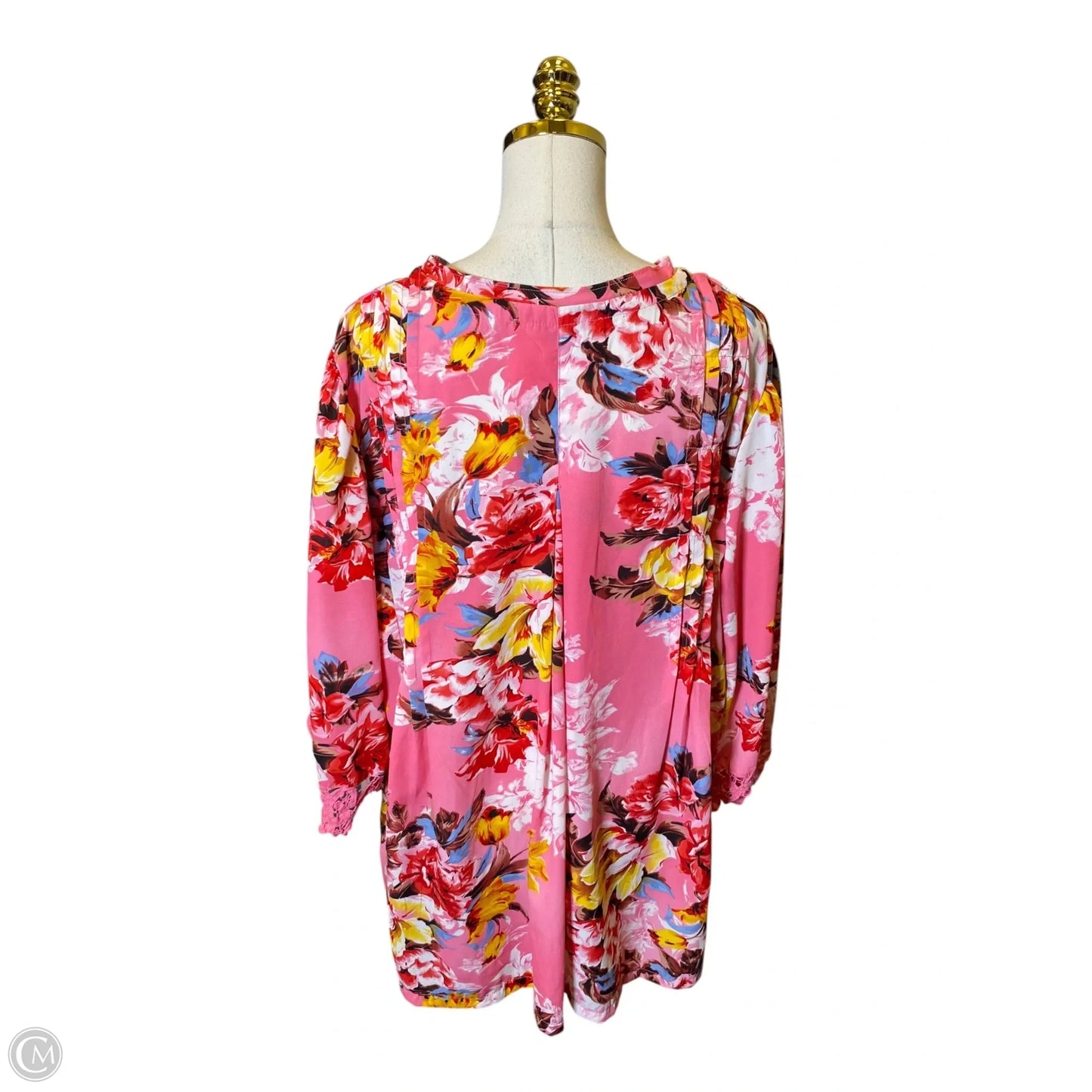 Top 3/4 Sleeve By Denim 24/7 In Floral Print, Size: 22