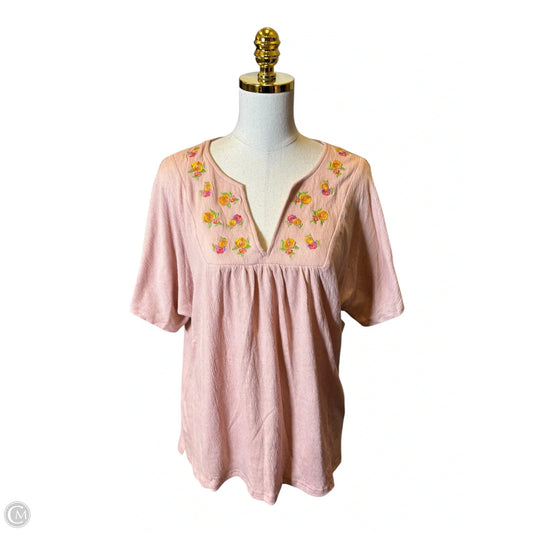 Top Short Sleeve By Heyson In Floral Print, Size: L