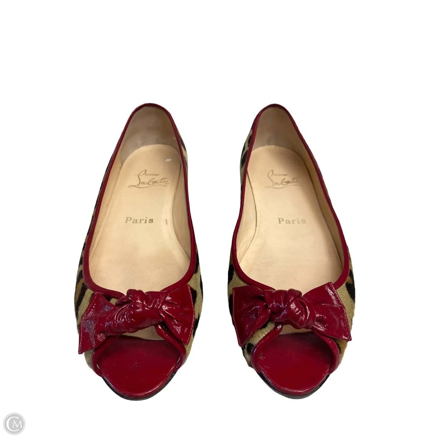 Sandals Luxury Designer By Christian Louboutin In Animal Print, Size: 7.5