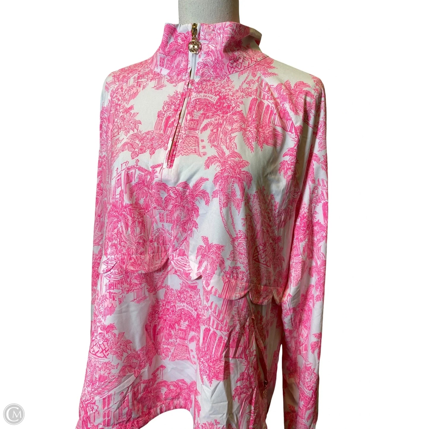 Top Long Sleeve Designer By Lilly Pulitzer In Pink & White, Size: Xl