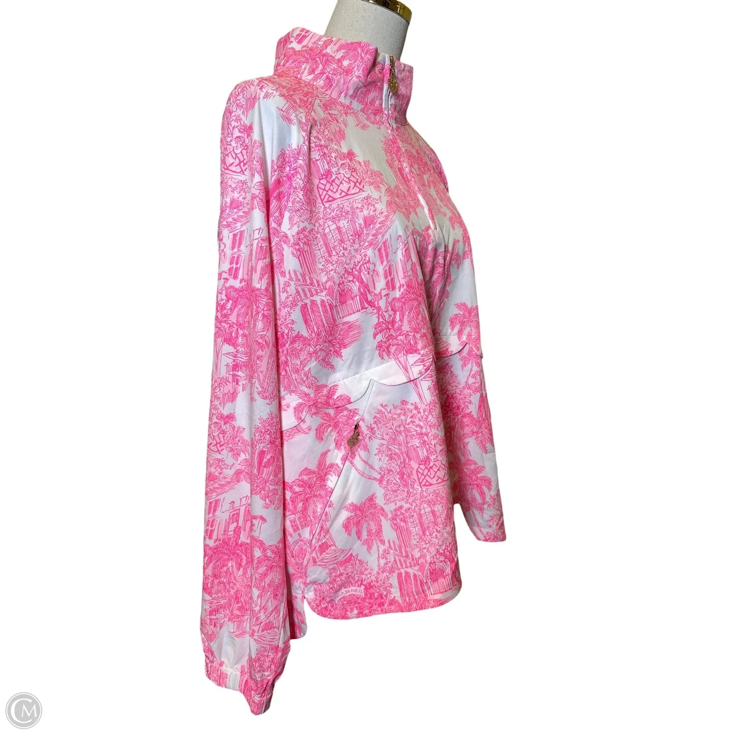 Top Long Sleeve Designer By Lilly Pulitzer In Pink & White, Size: Xl
