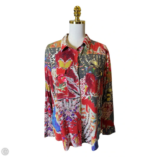 Blouse Long Sleeve By Clothes Mentor In Multi-colored, Size: Xl