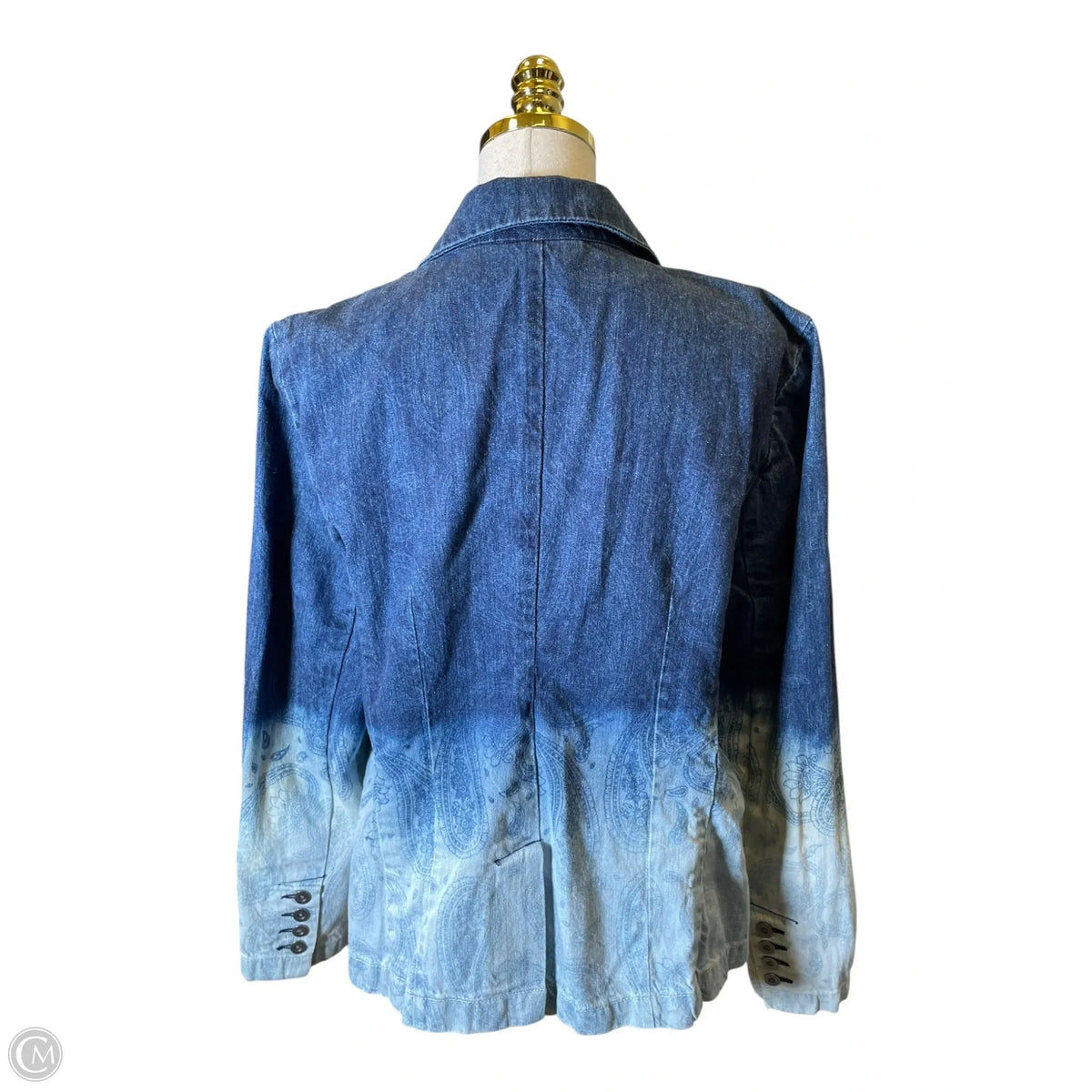 Blazer By Chicos In Blue Denim, Size: L