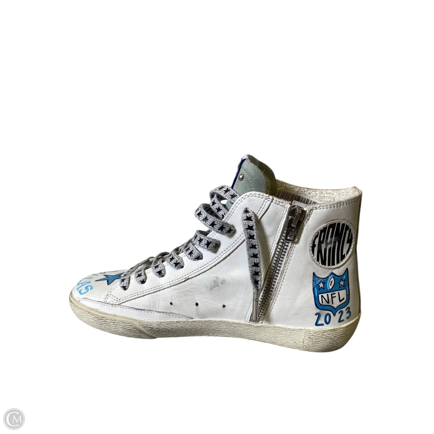 Shoes Luxury Designer By Golden Goose In Blue & White, Size: 7.5