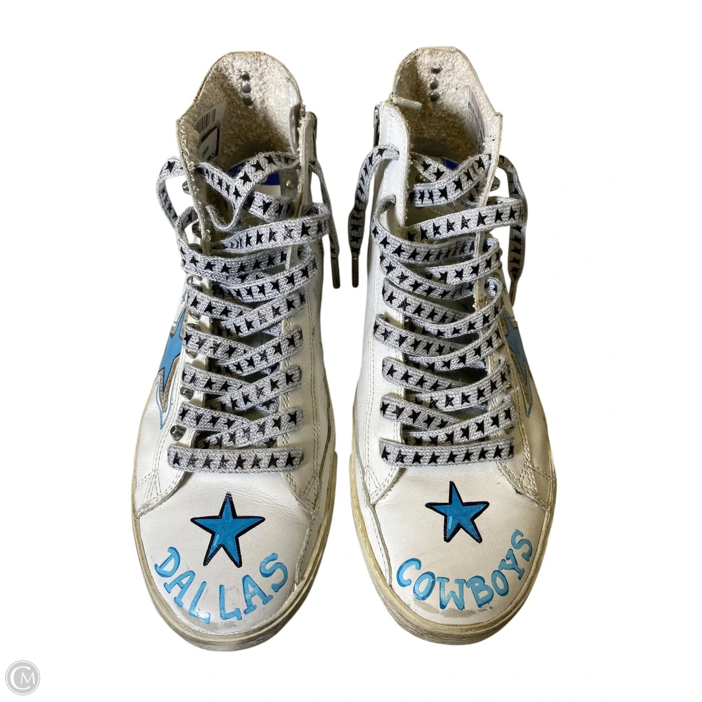 Shoes Luxury Designer By Golden Goose In Blue & White, Size: 7.5