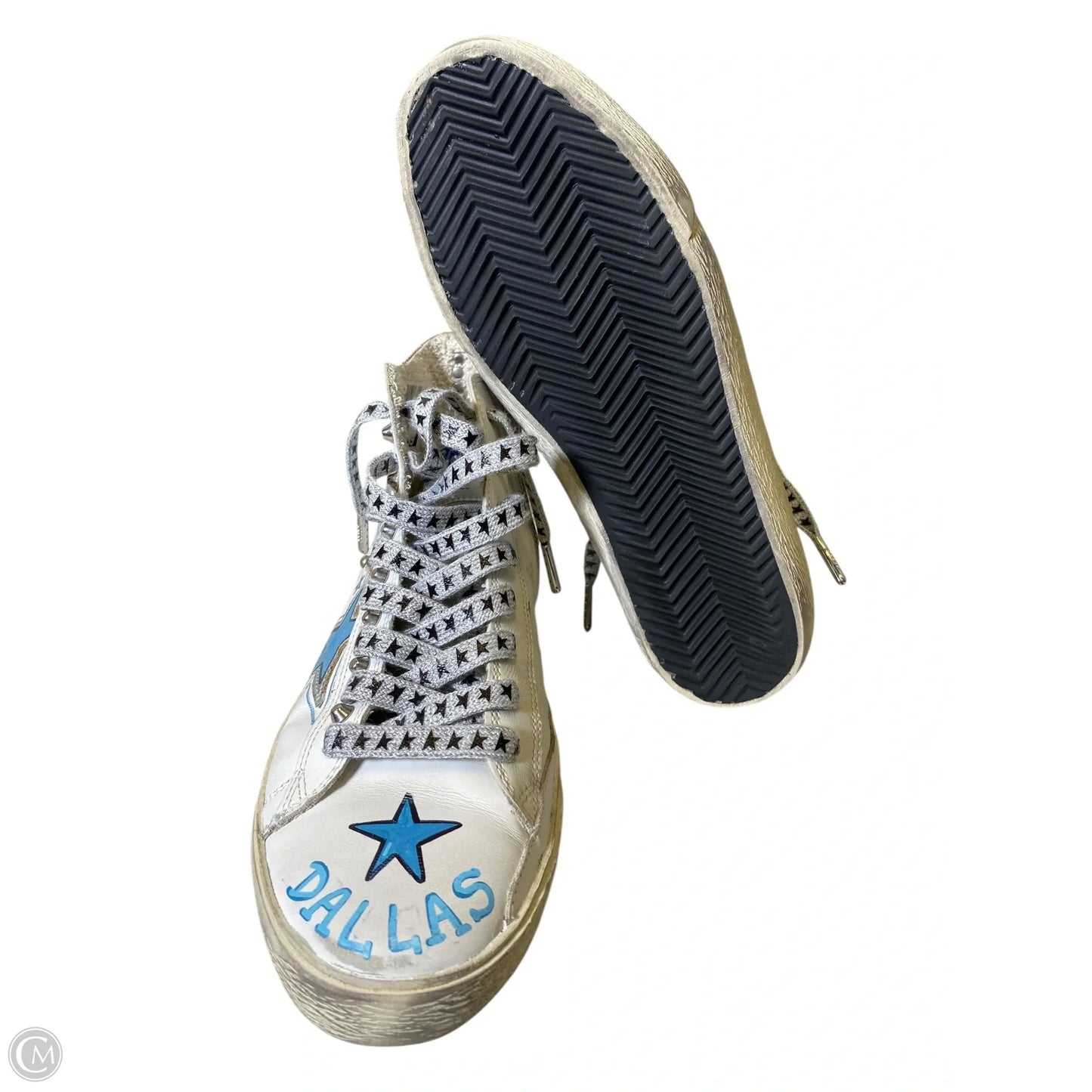 Shoes Luxury Designer By Golden Goose In Blue & White, Size: 7.5