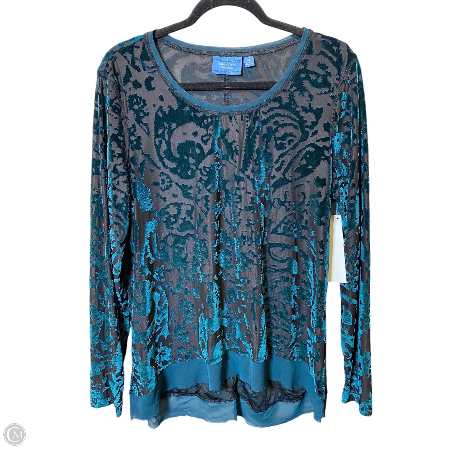 Top Long Sleeve By Simply Vera In Black & Blue, Size: Xl