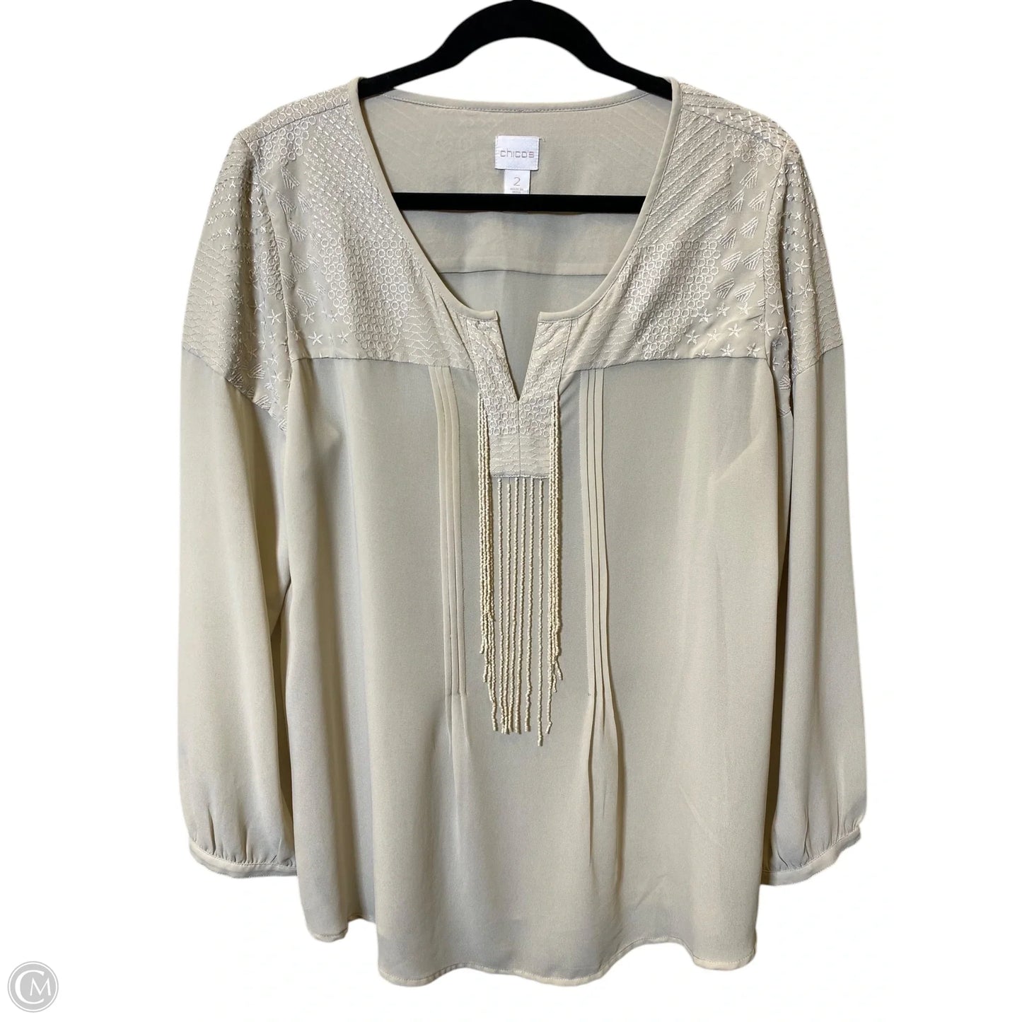 Top 3/4 Sleeve By Chicos In Cream, Size: L
