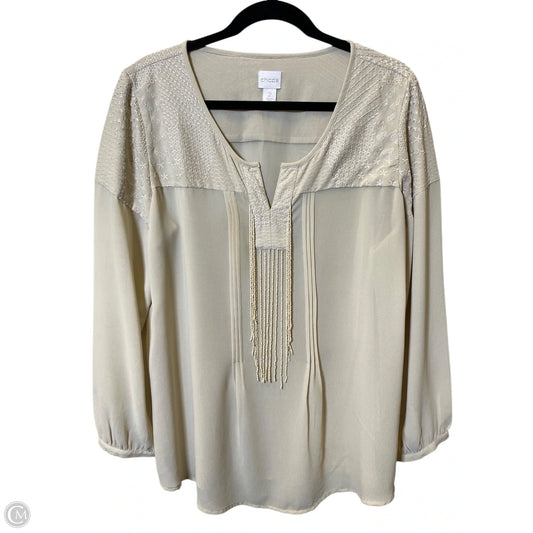 Top 3/4 Sleeve By Chicos In Cream, Size: L