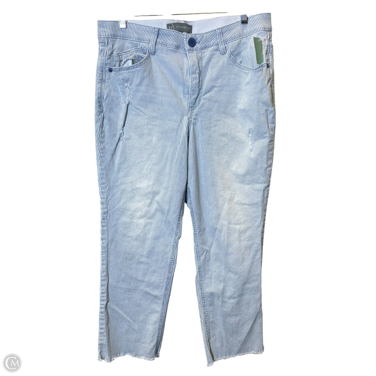 Jeans Cropped By Wit & Wisdom In Striped Pattern, Size: 14