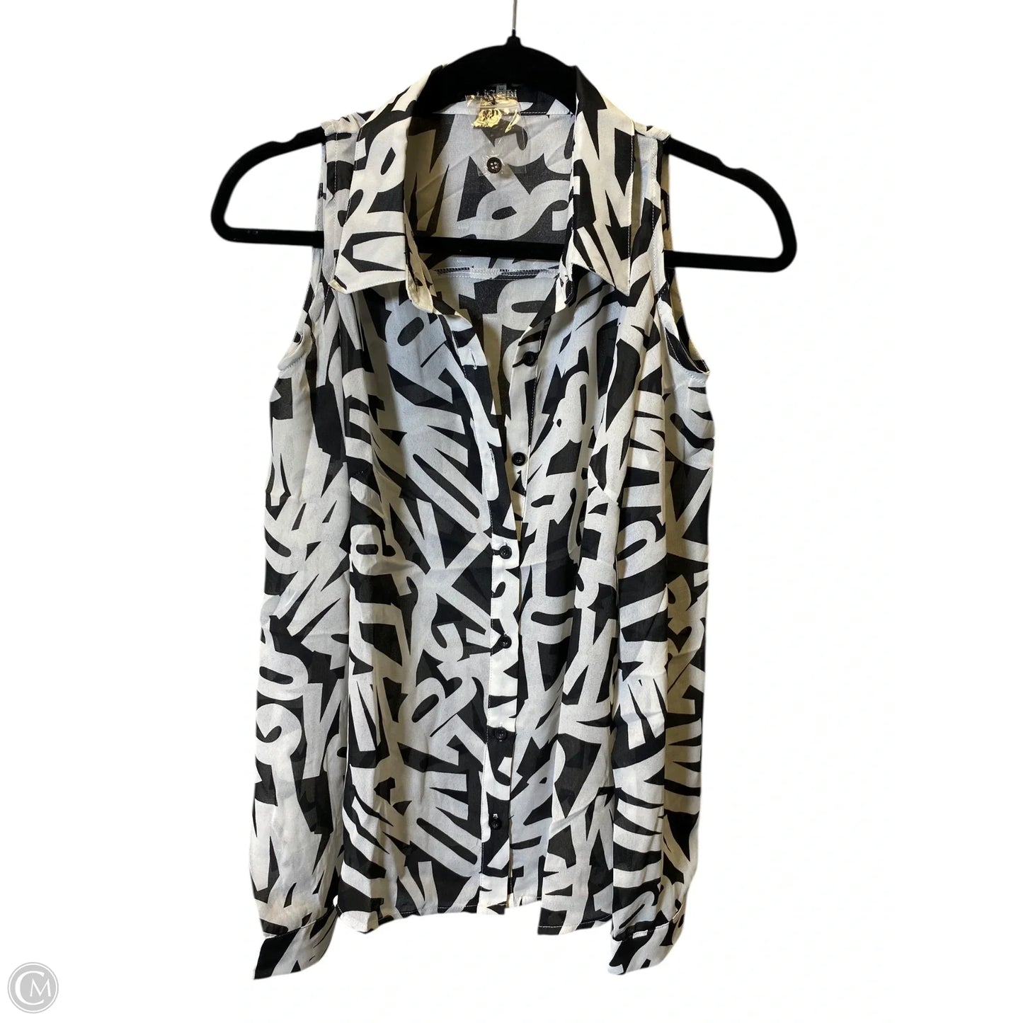 Blouse Long Sleeve By Clothes Mentor In Black & White, Size: L