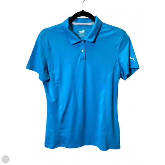 Athletic Top Short Sleeve By Puma In Blue, Size: L