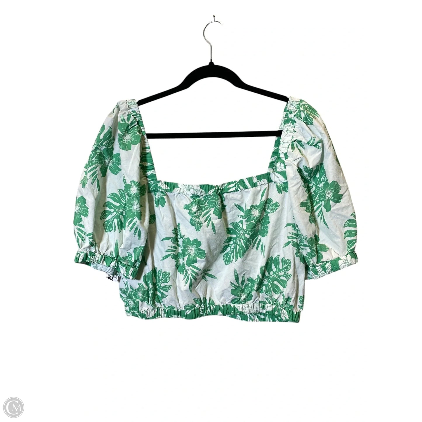 Top Short Sleeve By American Eagle In Green & White, Size: Xl