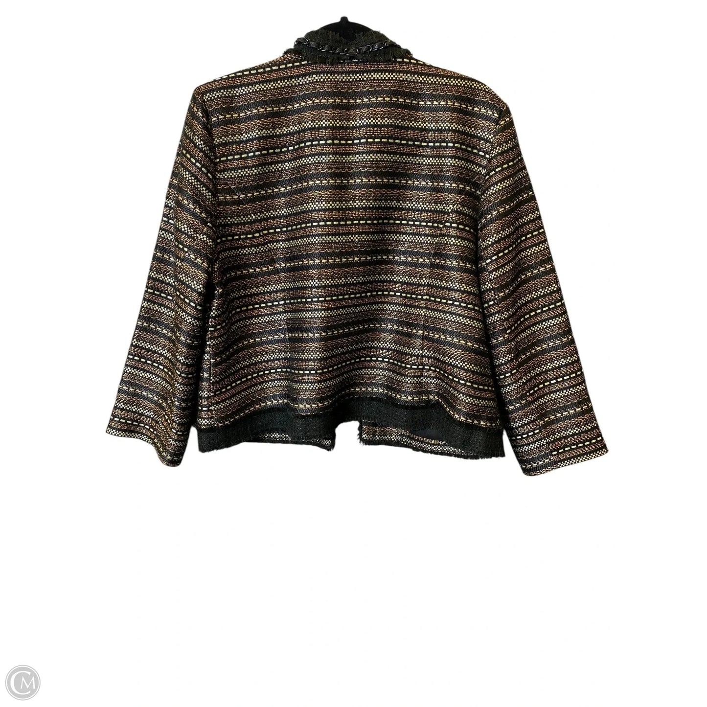 Jacket Moto By Chicos In Black & Gold, Size: L