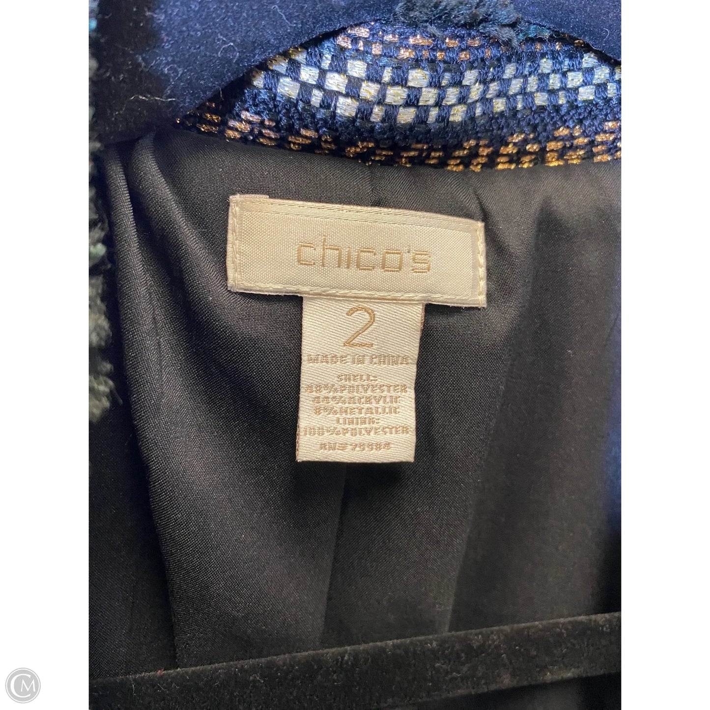 Jacket Moto By Chicos In Black & Gold, Size: L
