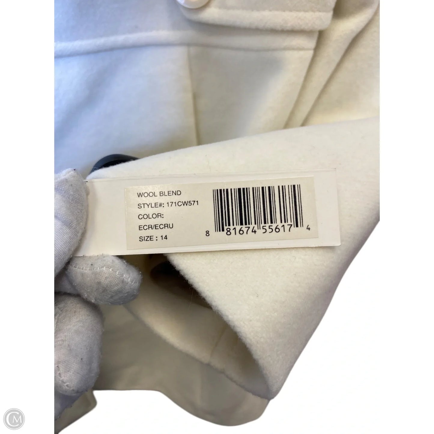 Coat Wool By Kenneth Cole In Cream, Size: 14