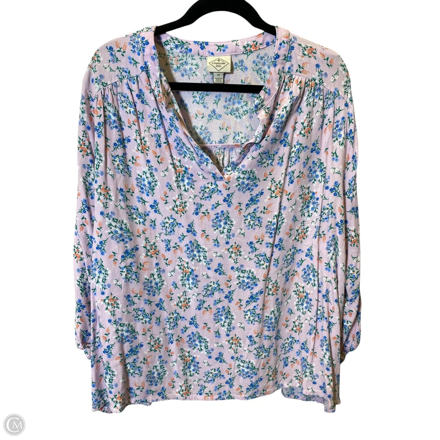 Top 3/4 Sleeve By St Johns Bay In Floral Print, Size: 2x