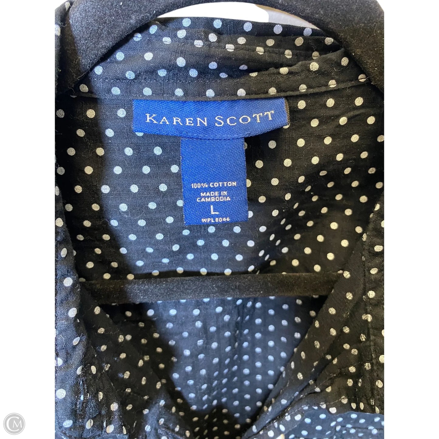 Blouse 3/4 Sleeve By Karen Scott In Polkadot Pattern, Size: L