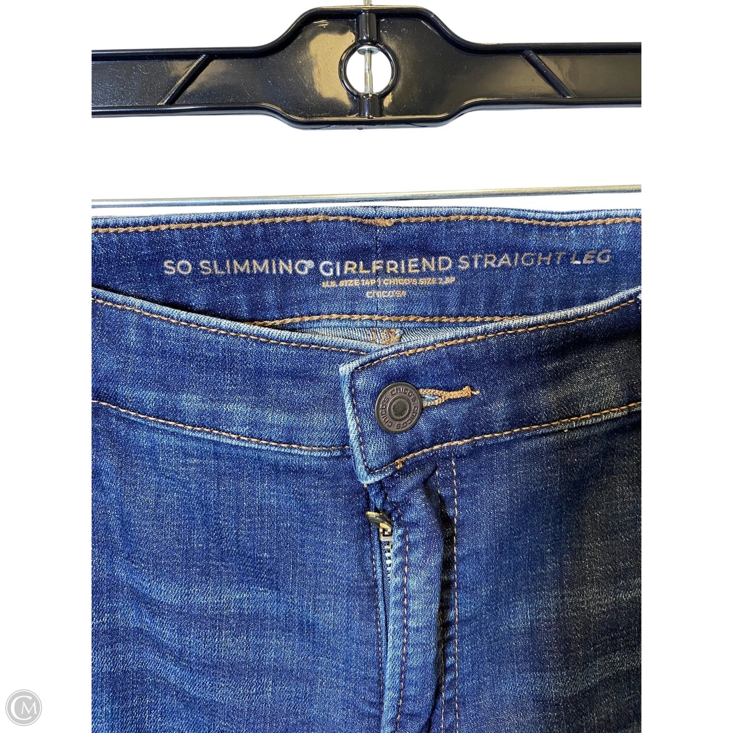 Jeans Straight By Chicos In Blue Denim, Size: 14