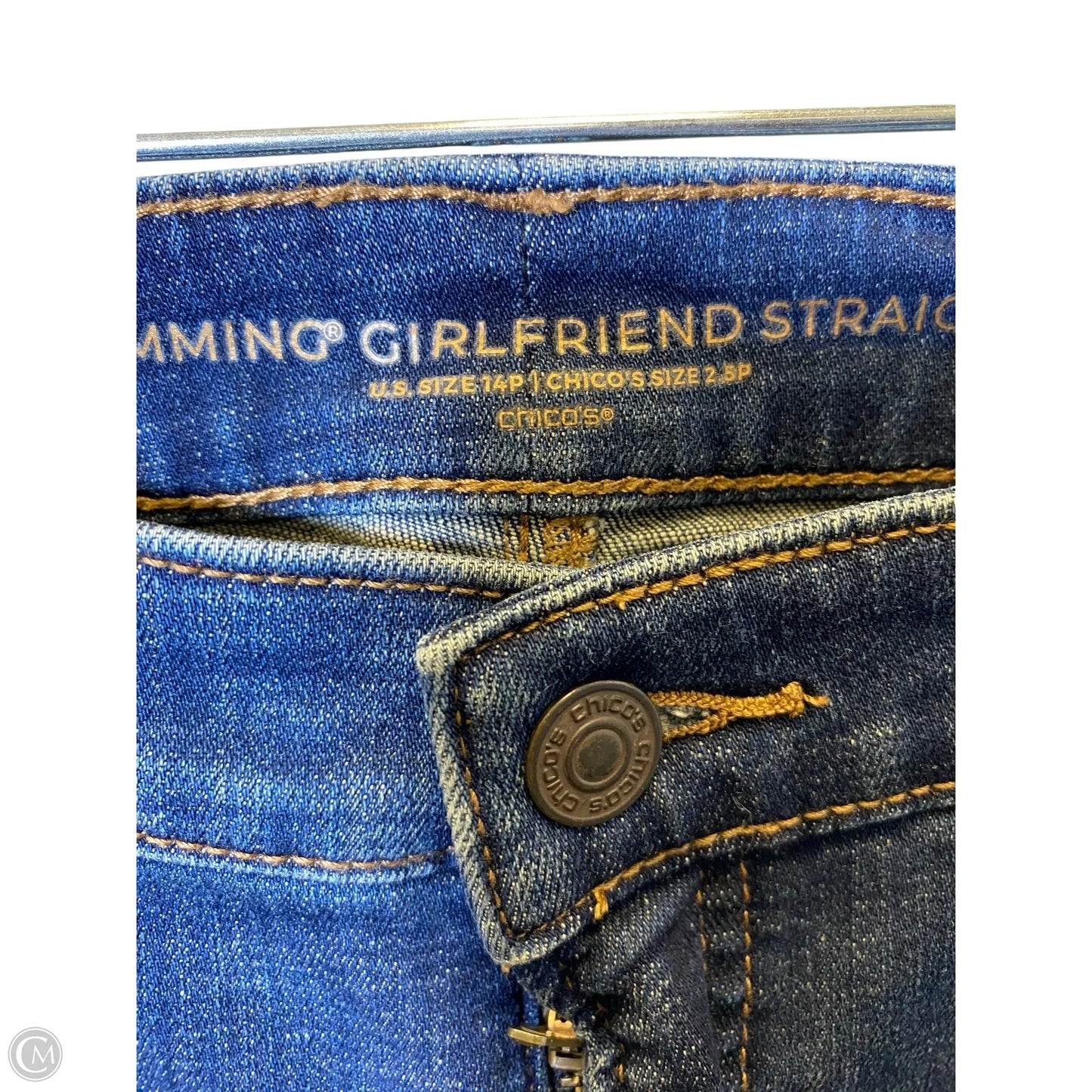 Jeans Straight By Chicos In Blue Denim, Size: 14