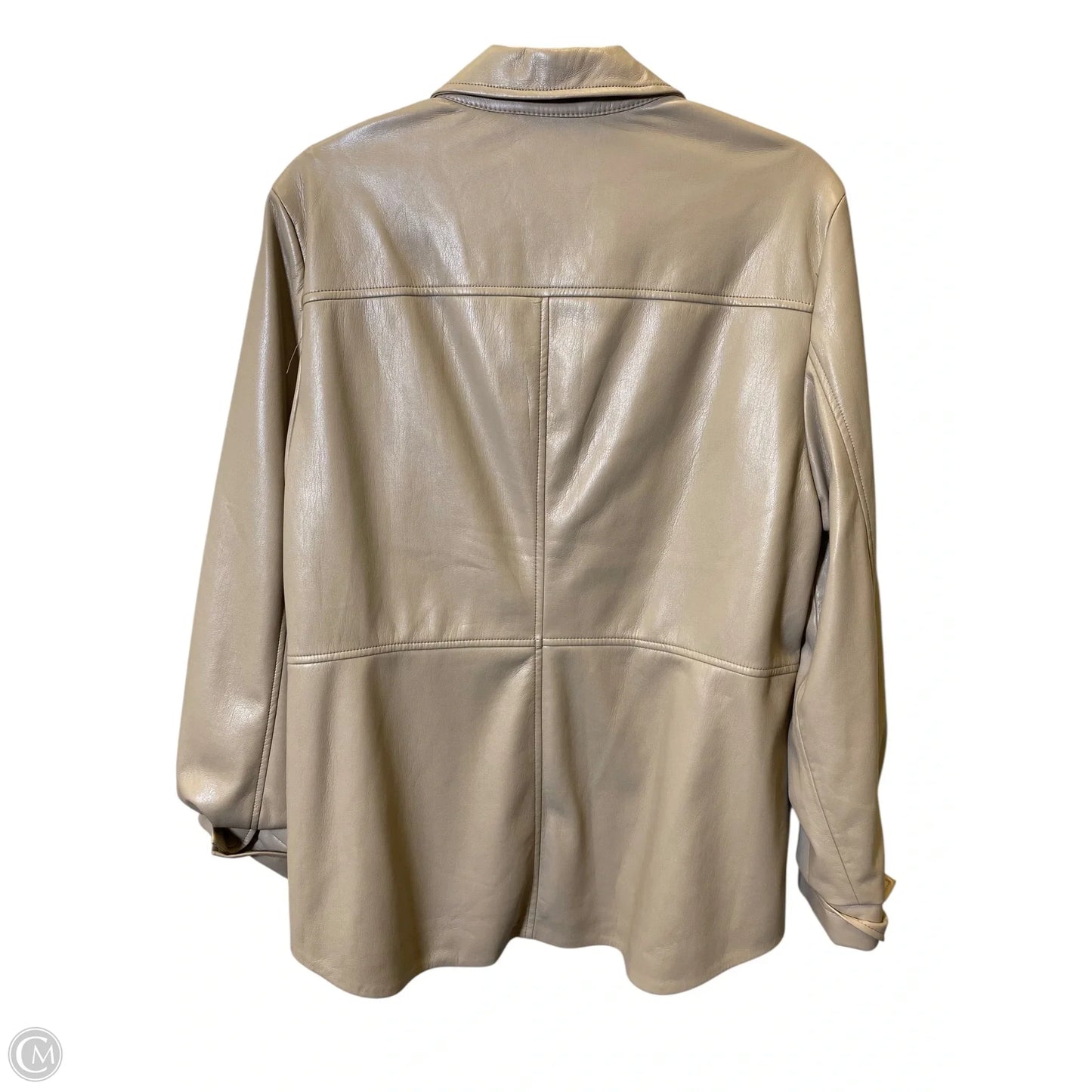 Jacket Moto Leather By Chicos In Taupe, Size: L