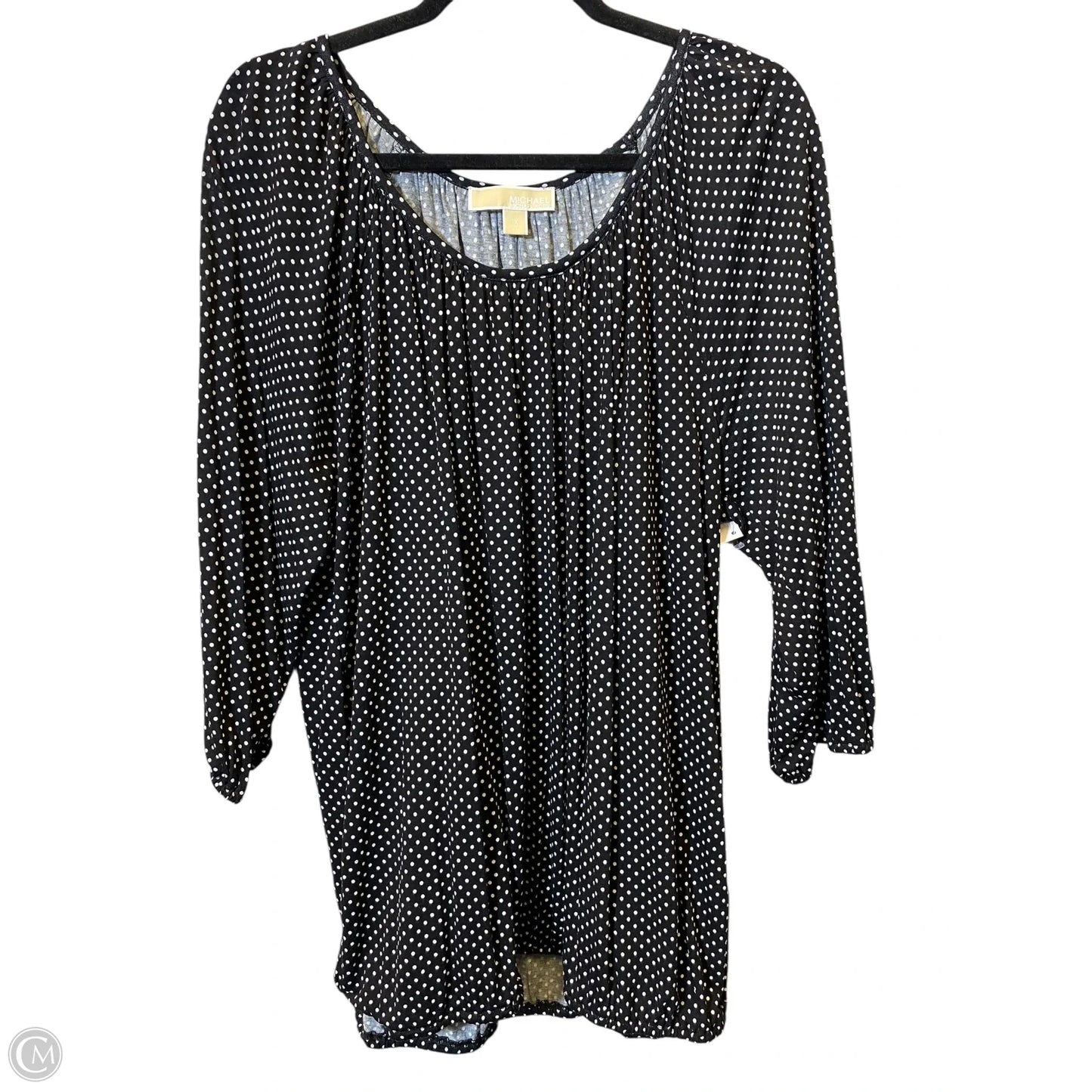 Top 3/4 Sleeve Designer By Michael Kors In Polkadot Pattern, Size: 1x