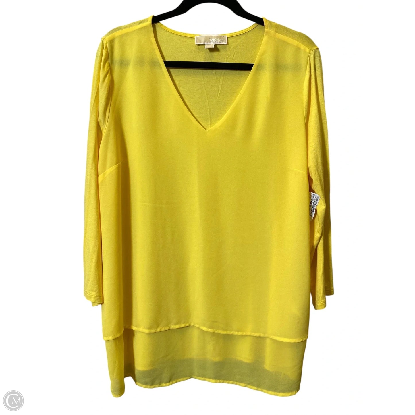 Top Long Sleeve By Michael By Michael Kors In Yellow, Size: Xl