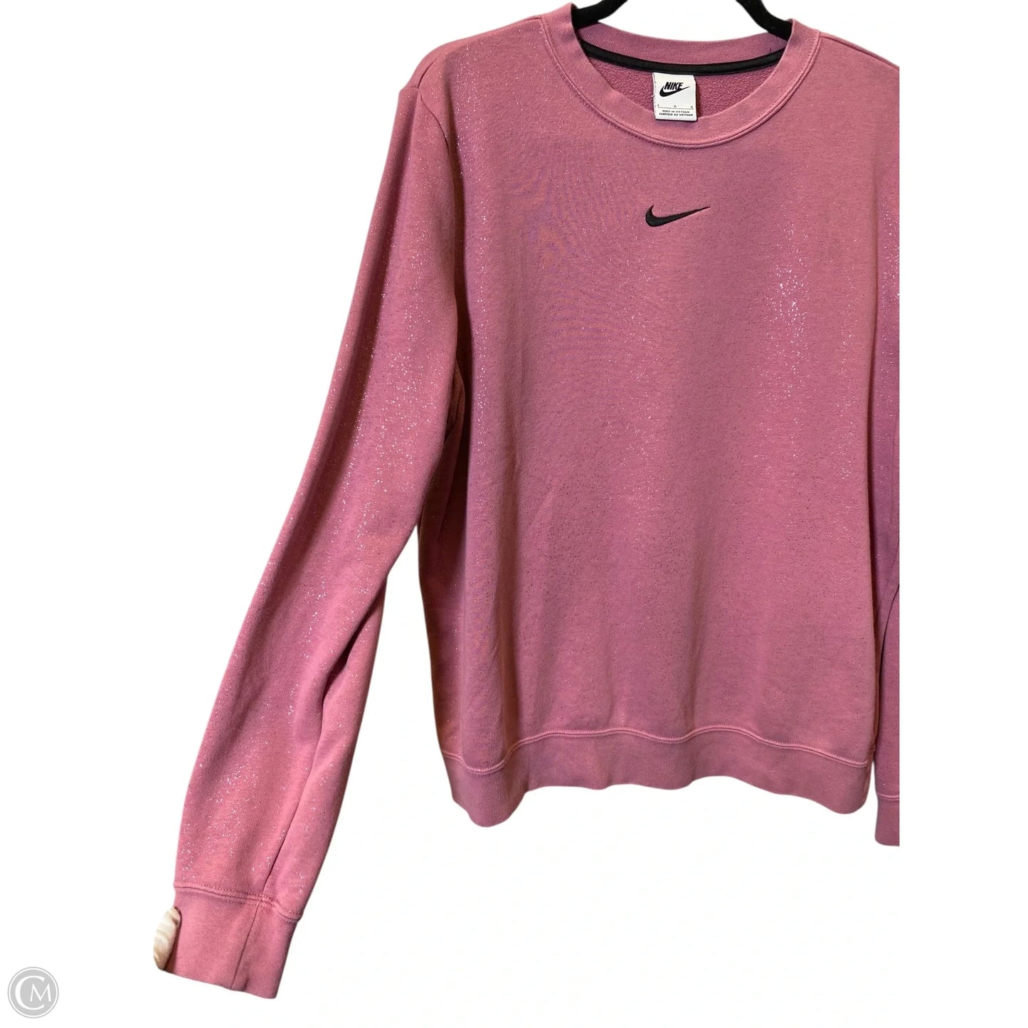 Athletic Sweatshirt Hoodie By Nike In Pink, Size: L