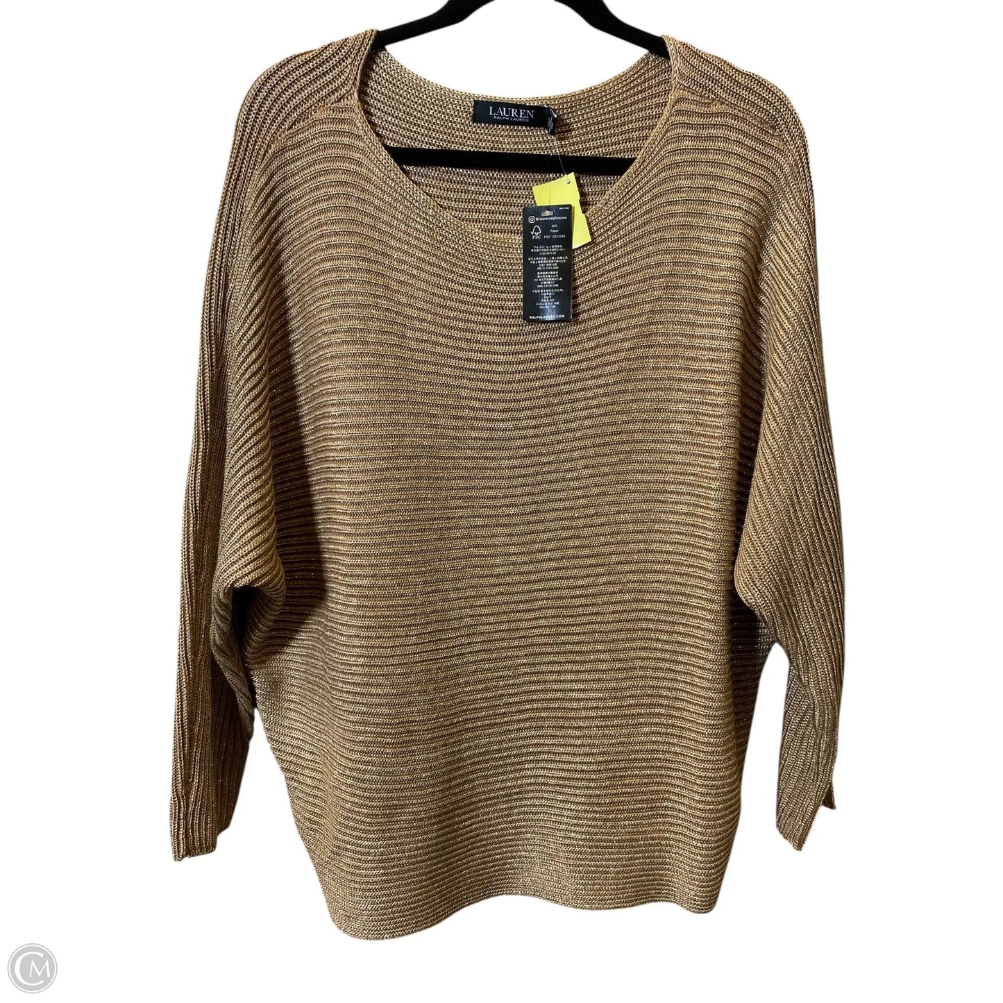 Sweater By Ralph Lauren In Gold, Size: 2x