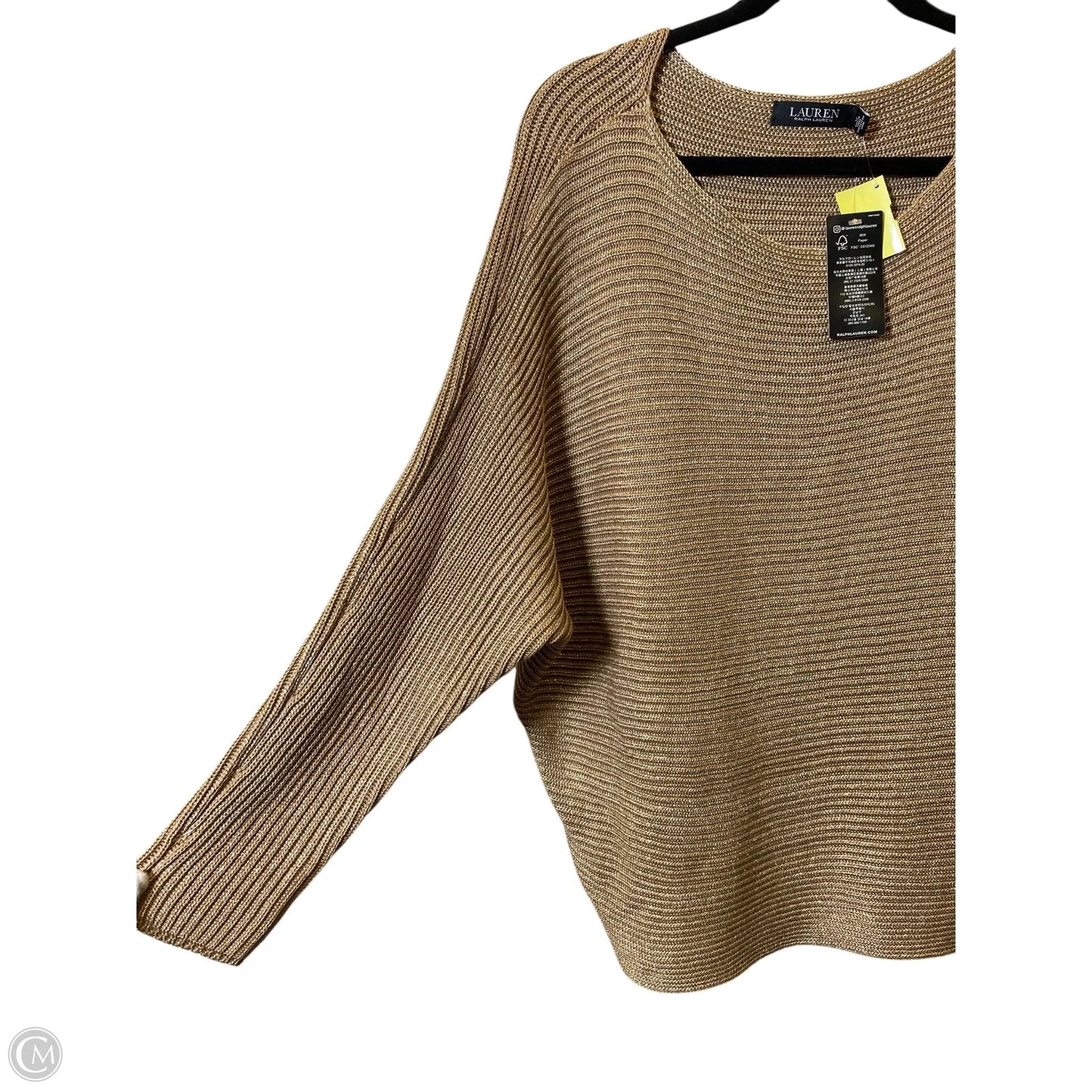 Sweater By Ralph Lauren In Gold, Size: 2x