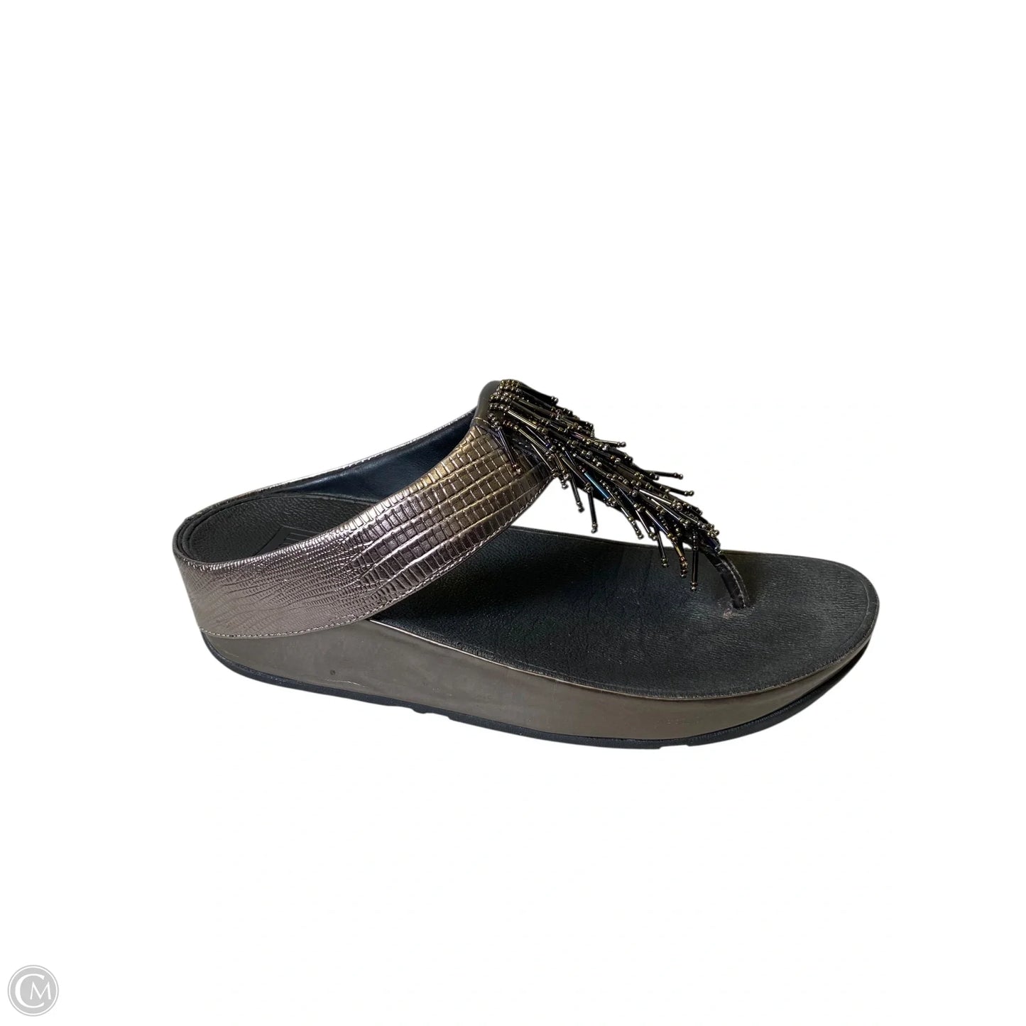 Sandals Heels Wedge By Fitflop In Silver, Size: 8