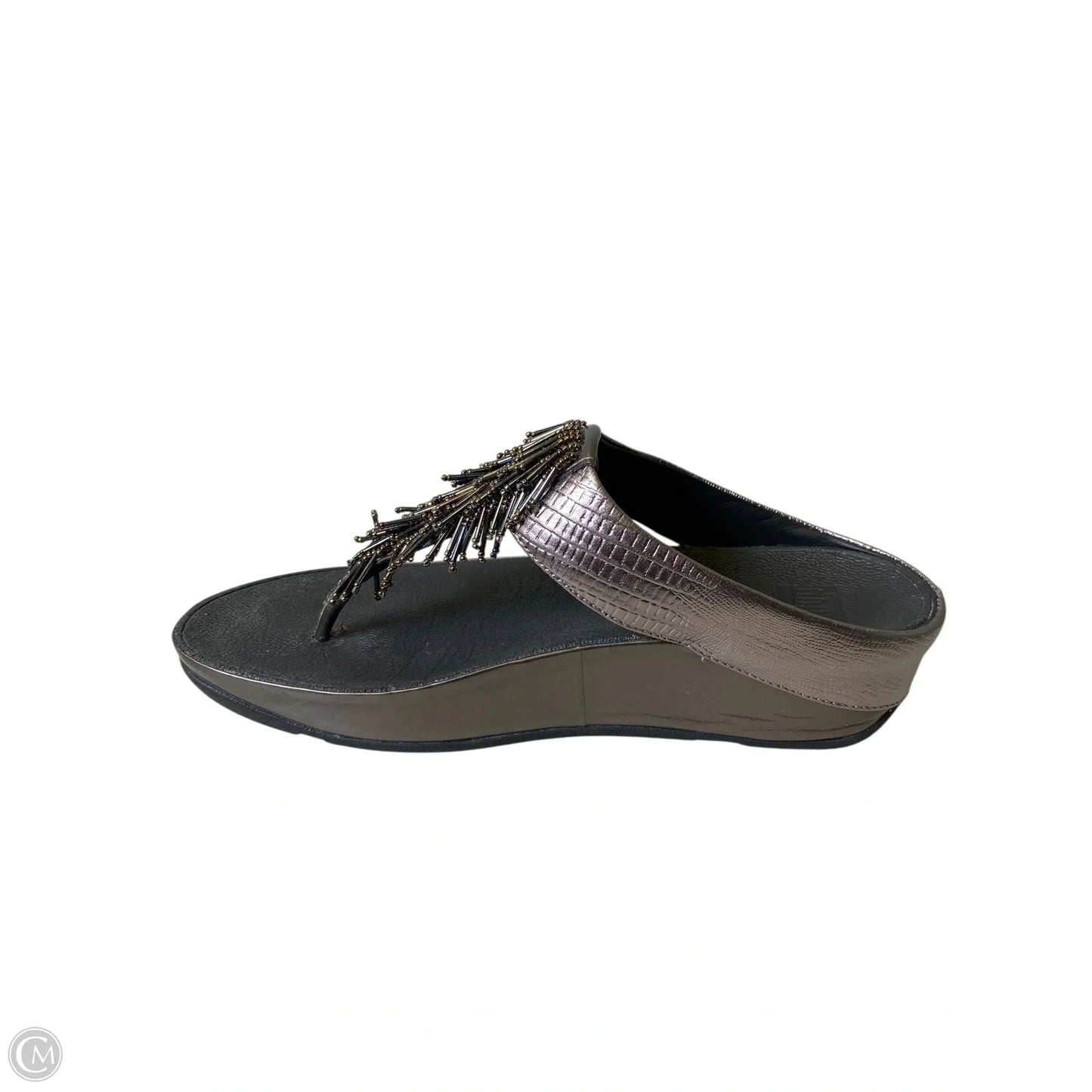 Sandals Heels Wedge By Fitflop In Silver, Size: 8