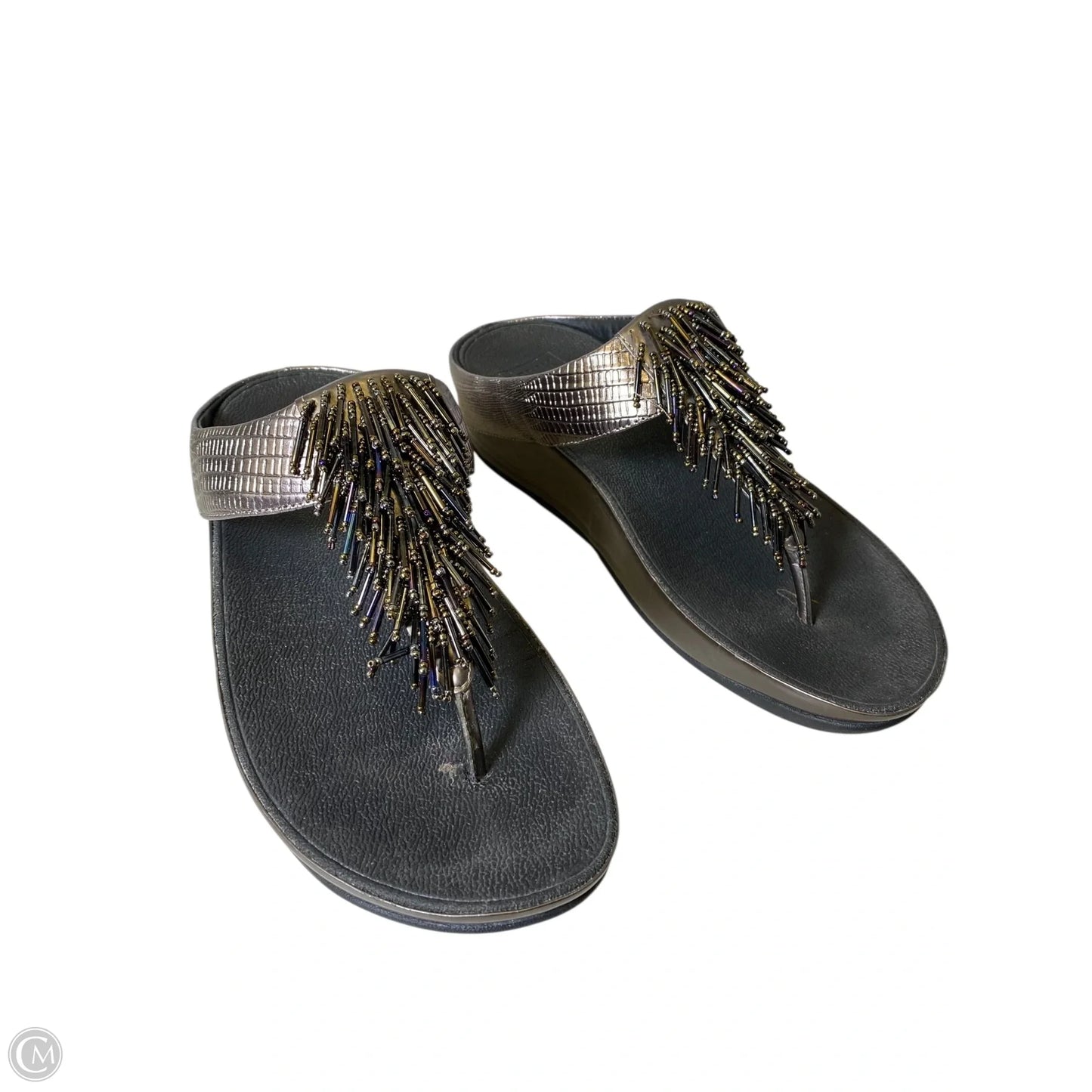 Sandals Heels Wedge By Fitflop In Silver, Size: 8