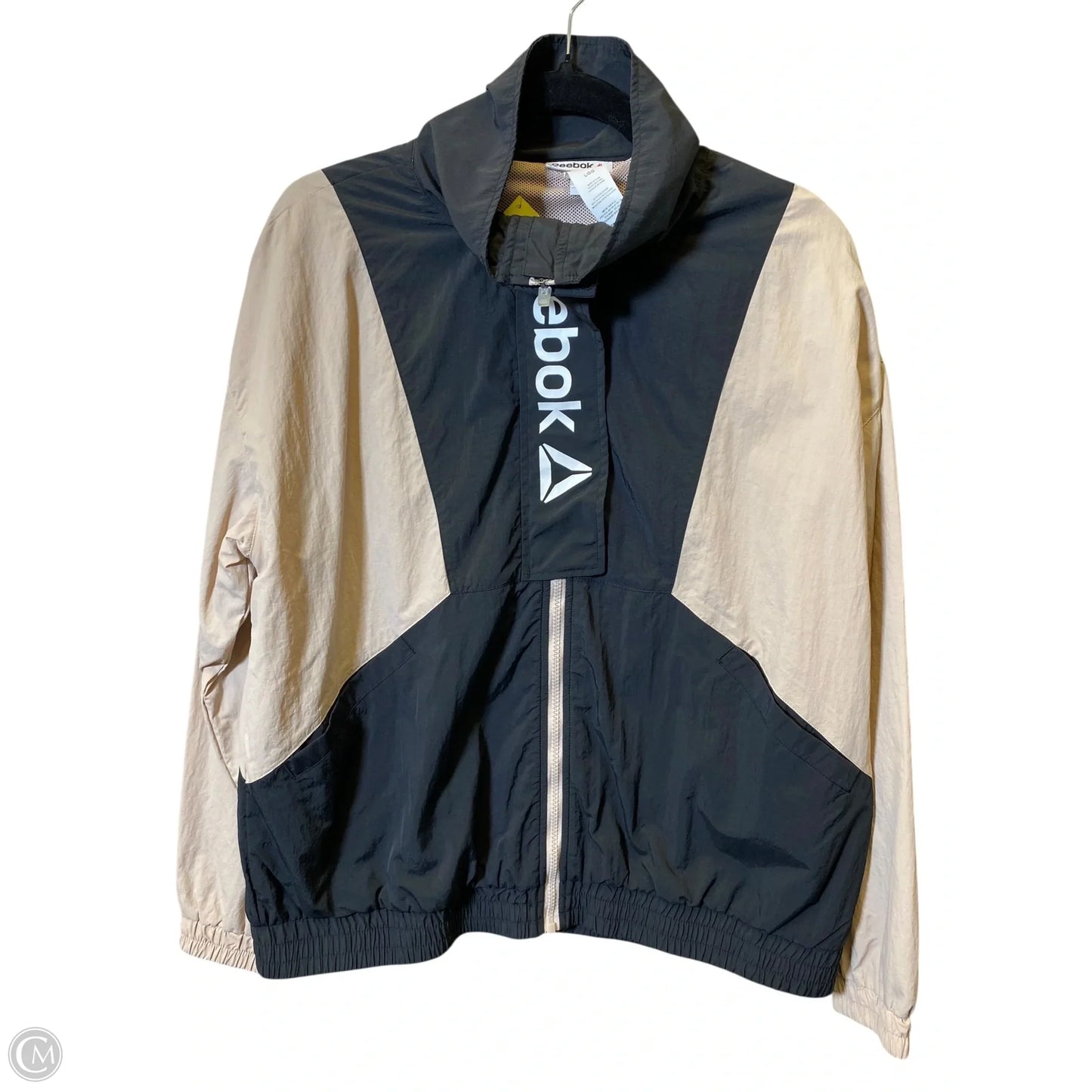 Athletic Jacket By Reebok In Black & Tan, Size: L
