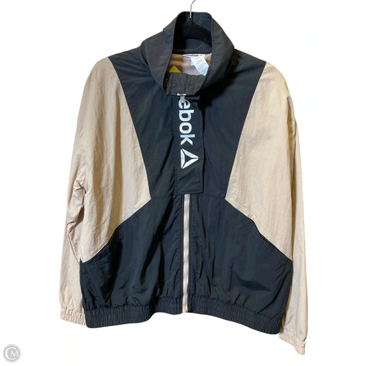 Athletic Jacket By Reebok In Black & Tan, Size: L