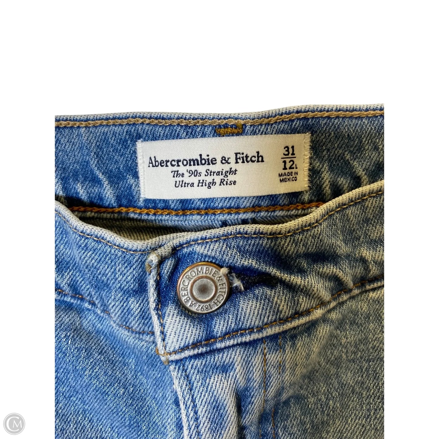 Jeans Wide Leg By Abercrombie And Fitch In Blue Denim, Size: 12