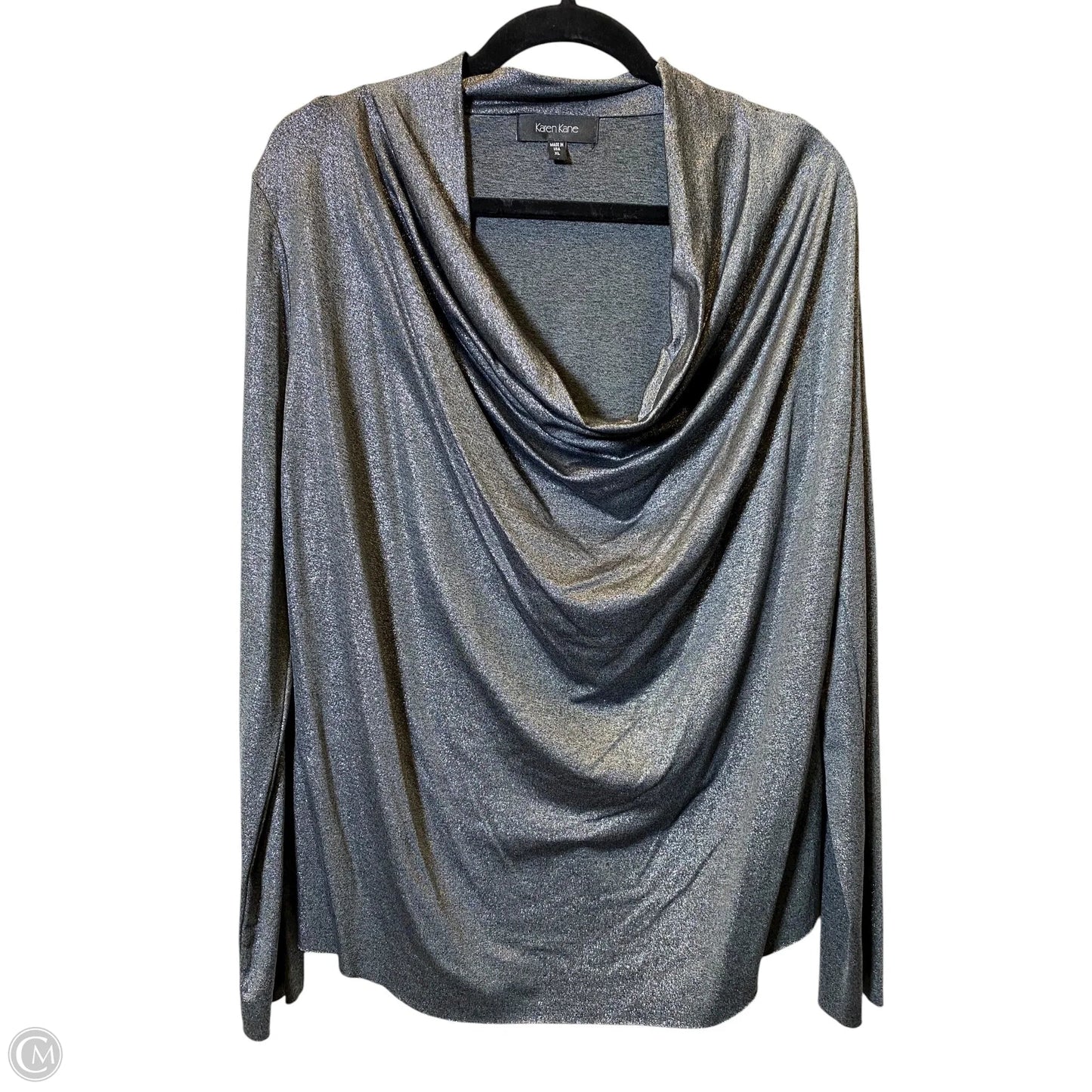 Top Long Sleeve By Karen Kane In Silver, Size: Xl
