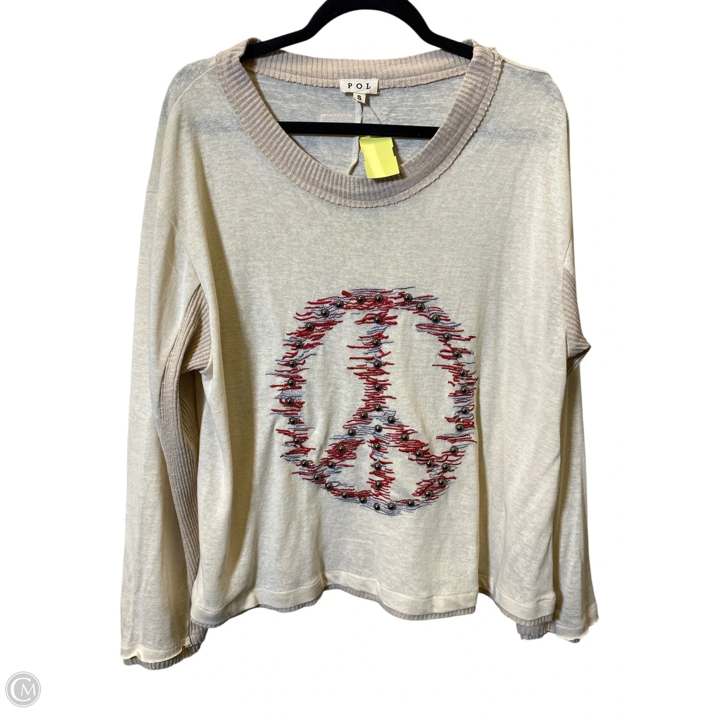 Top Long Sleeve By Pol In Beige, Size: S