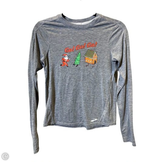 Top Long Sleeve By Brooks In Grey, Size: S