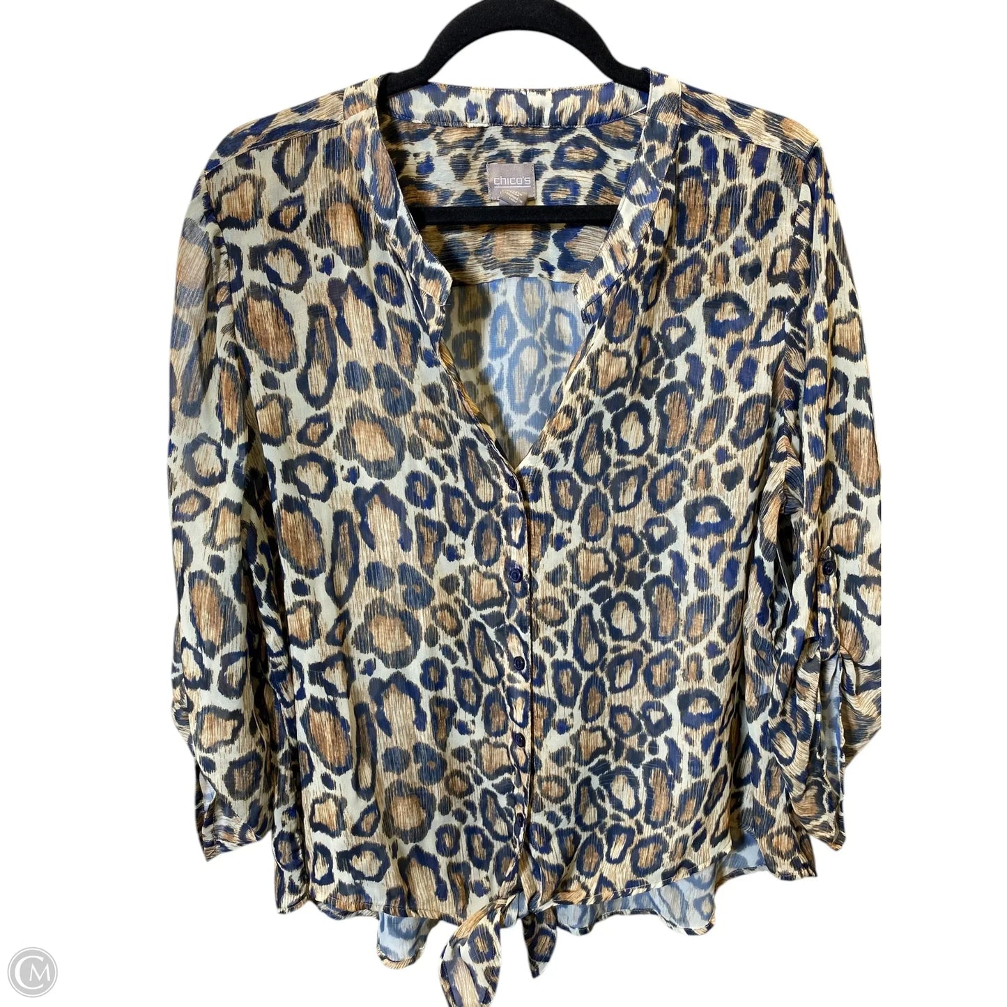 Top Long Sleeve By Chicos In Animal Print, Size: L