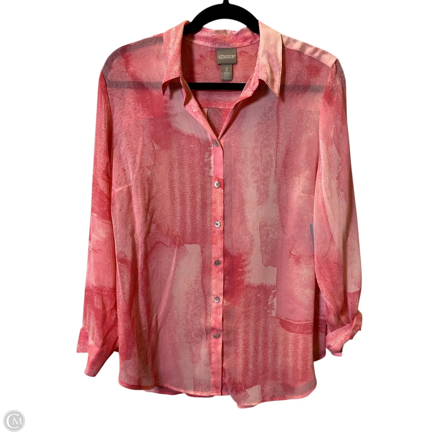 Top Long Sleeve By Chicos In Pink, Size: L