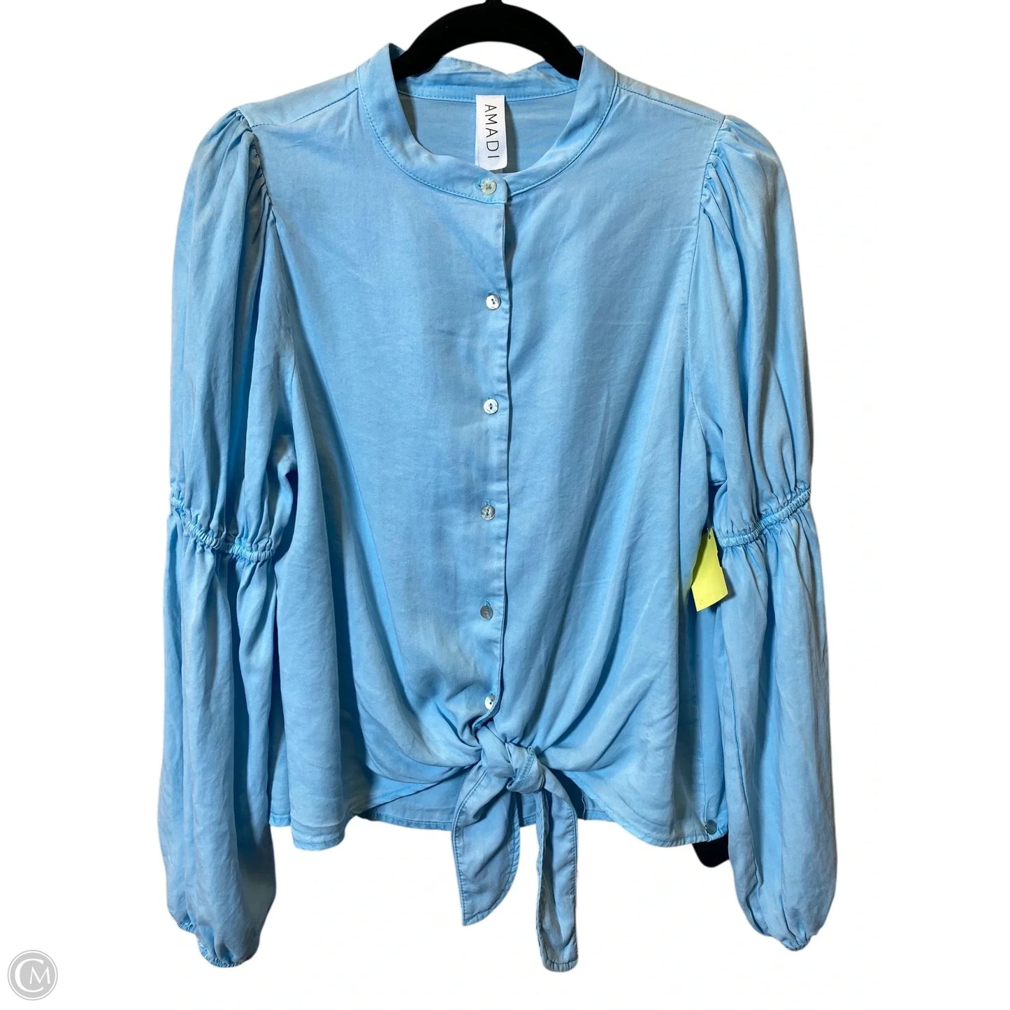 Blouse Long Sleeve Designer By Amadi In Blue, Size: M