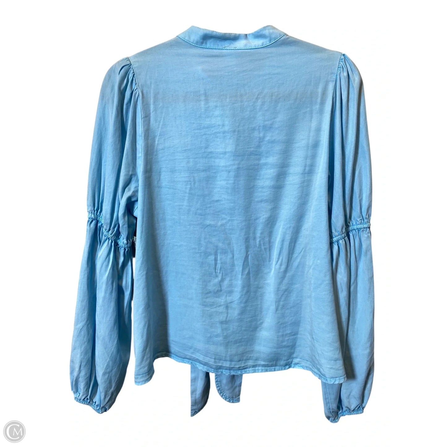 Blouse Long Sleeve Designer By Amadi In Blue, Size: M