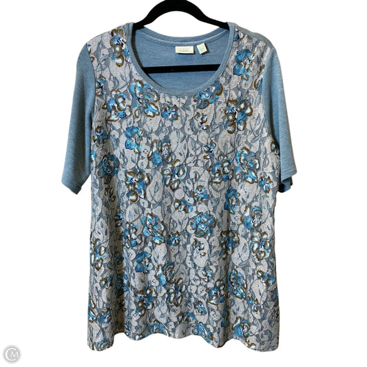 Blouse Short Sleeve By Logo In Blue, Size: L