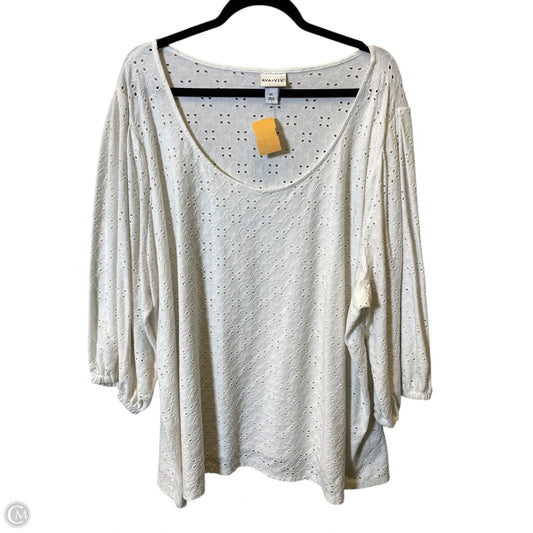 Top 3/4 Sleeve By Ava & Viv In White, Size: Xxxl