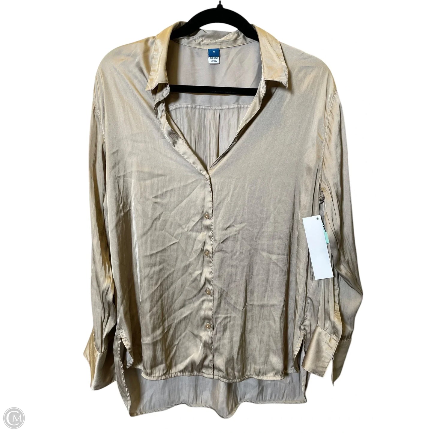 Blouse Long Sleeve By Old Navy In Beige, Size: M