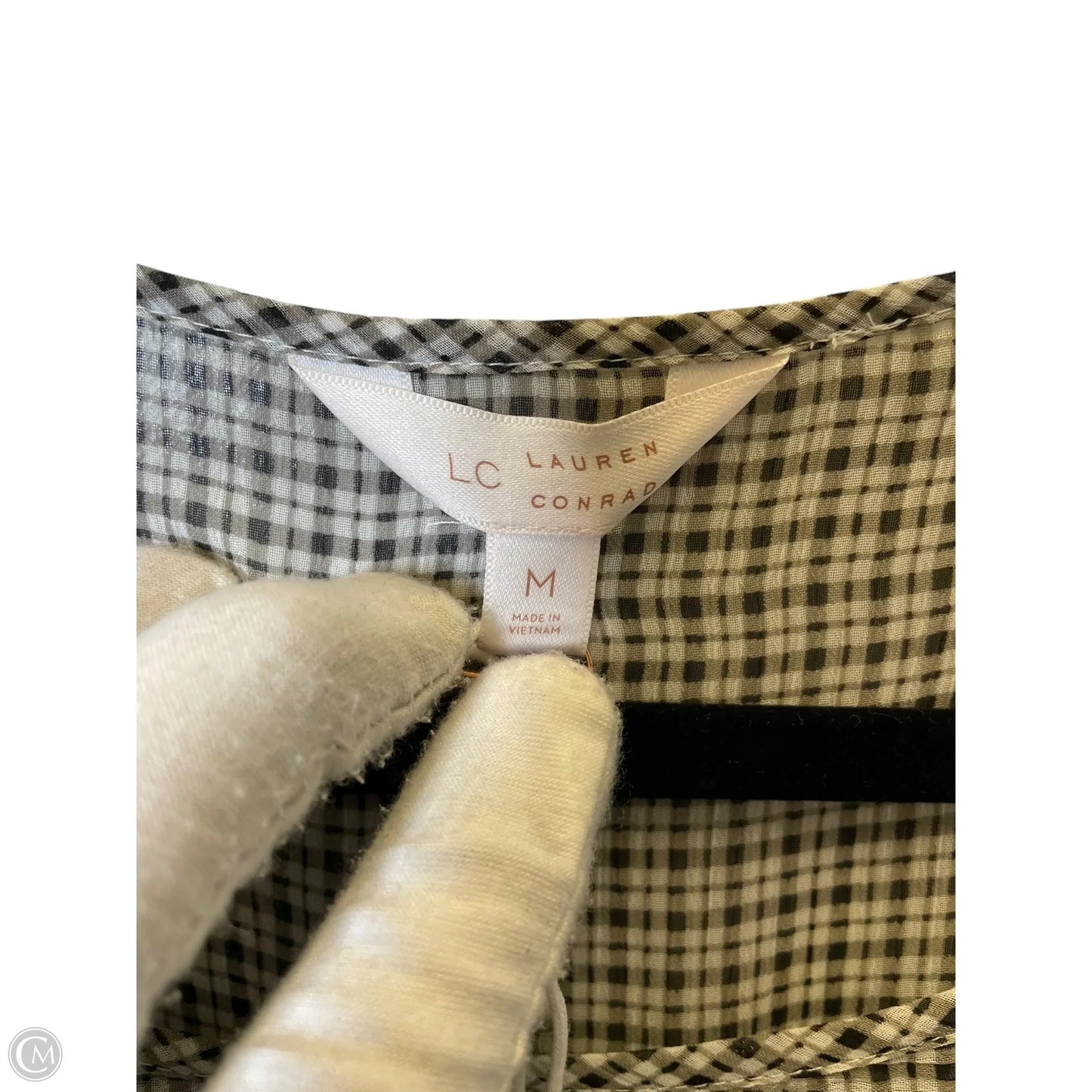 Top 3/4 Sleeve By Lc Lauren Conrad In Checkered Pattern, Size: M