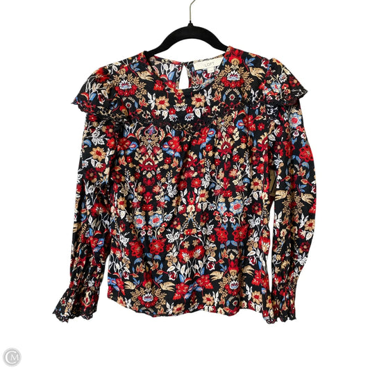 Top Long Sleeve By Loft In Floral Print, Size: Xs