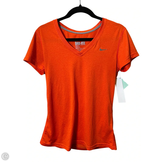 Athletic Top Short Sleeve By Nike In Orange, Size: S
